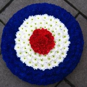 RAF, roundel, military, red, white, blue, mod, Funeral, tribute, sympathy, flowers, wreath, florist, Gravesend, northfleet, Kent, London 
