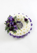 White & purple Based Wreath