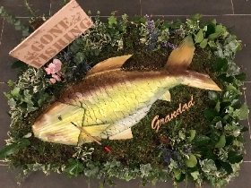 Fishing, fish, funeral, tribute, scales, leaves, flowers, wreath, Gravesend, Florist, delivery 