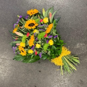 Sunflower, tied, sheaf, bright, vibrant, Funeral, sympathy, wreath, tribute, flowers, florist, gravesend, Northfleet, Kent, london