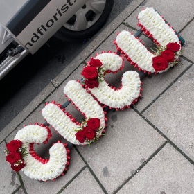 CUCU, letters, word, Funeral, sympathy, wreath, tribute, flowers, florist, gravesend, Northfleet, Kent, London