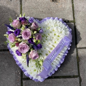 Lilac, white, heart, Funeral, sympathy, wreath, tribute, flowers, florist, gravesend, Northfleet, Kent, London, Essex 