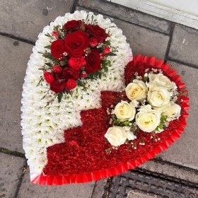 Broken, red, white, heart, Funeral, sympathy, wreath, tribute, flowers, florist, gravesend, Northfleet, Kent, London, Essex 
