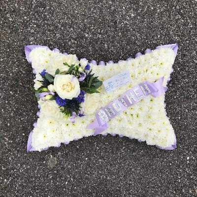 Pillow, cushion, funeral, tribute, flowers, wreath, Gravesend, florist, delivery