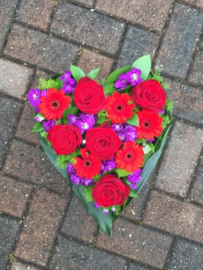 Purple & red loose filled heart