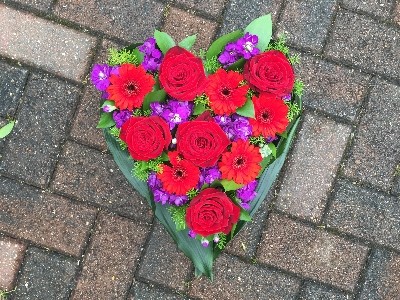 Purple & red loose filled heart