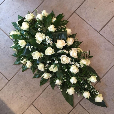 rose, coffin spray, funeral flowers, funeral tribute, gravesend, florist