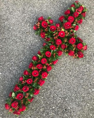 Rose, cross, coffin, funeral, flowers, florist, tribute, wreath, Gravesend, delivery