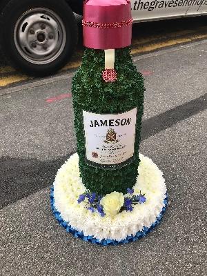 3d, bottle, beer, Jameson, funeral, flowers, tribute, wreath, sympathy, Gravesend, London, kent