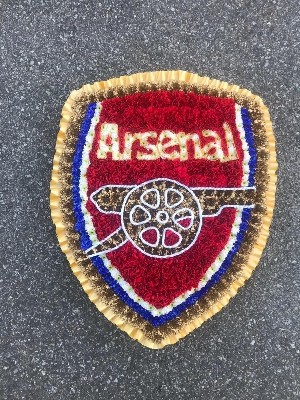 Arsenal, gunners, afc, football, shield, cannon, logo, funeral, flowers, tribute, wreath, Gravesend, kent, london