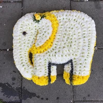 Elephant, funeral, tribute, wreath, flowers, florist, gravesend, Northfleet, Kent, london