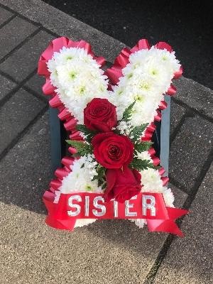 Kiss, x, double, triple, large, small, Funeral, sympathy, tribute, wreath, flowers, florist, Kent, London, Gravesend, northfleet