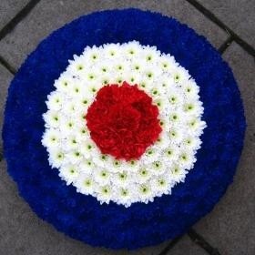 RAF, roundel, military, red, white, blue, mod, Funeral, tribute, sympathy, flowers, wreath, florist, Gravesend, northfleet, Kent, London 