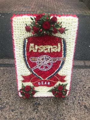 Arsenal, logo, football, shield, fan, Funeral, sympathy, tribute, wreath, flowers, florist, Gravesend, northfleet, Kent, London 