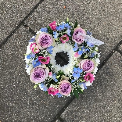 Pastel, pretty, vibrant, bright, Funeral, sympathy, wreath, tribute, flowers, florist, gravesend, Northfleet, Kent, london