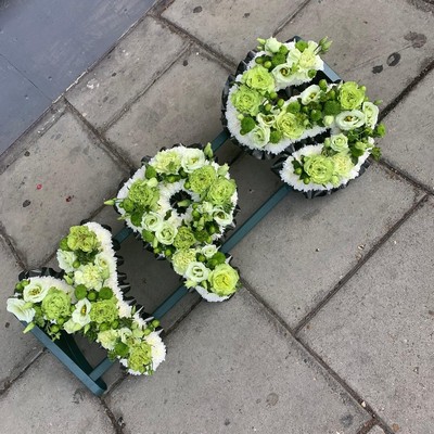 Funeral, name, letters, different, unusual, combination, white, loose, funeral, wreath, tribute, flowers, florist, gravesend, northfleet, kent