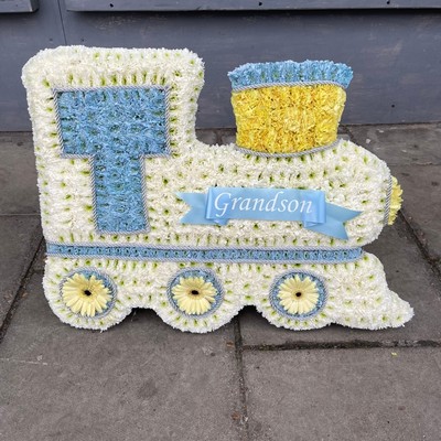 Baby, train, funeral, flowers, tribute, wreath, gravesend, northfleet, kent, florist