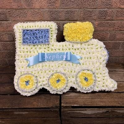 Baby, train, funeral, flowers, tribute, wreath, gravesend, northfleet, kent, florist