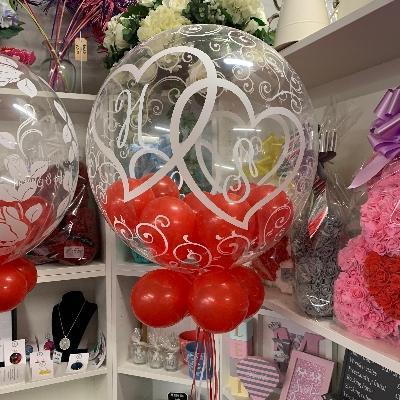 Entwined hearts bubble balloon