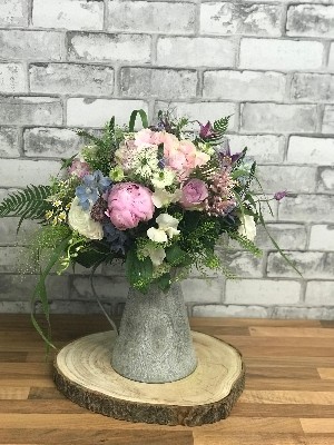 Rustic, country, garden, cottage, pastel, flowers, jug, bouquet, vase, arrangement, gravesend, northfleet, kent