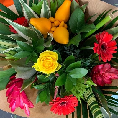 Bright, tropical, unusual, different, handtie, bouquet, gift, gravesend, northfleet, kent