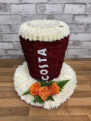 Costa, coffee, funeral, flowers, tribute, wreath, florist, gravesend, northfleet, kent, london