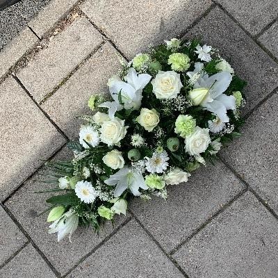 White, coffin, spray, Funeral, sympathy, wreath, tribute, flowers, florist, gravesend, Northfleet, Kent, london