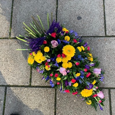 Bright, spray, Funeral, sympathy, wreath, tribute, flowers, florist, gravesend, Northfleet, Kent, london