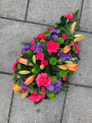 Vibrant, lily, spray, Funeral, sympathy, wreath, tribute, flowers, florist, gravesend, Northfleet, Kent, london