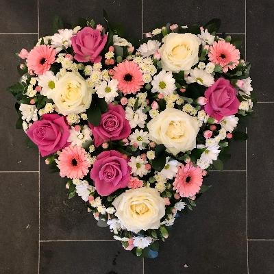 White, pink, heart, Funeral, sympathy, wreath, tribute, flowers, florist, gravesend, Northfleet, Kent, london