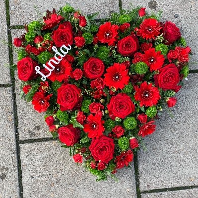 Red, heart, Funeral, sympathy, wreath, tribute, flowers, florist, gravesend, Northfleet, Kent, london