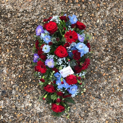 West Ham, football, claret, blue, sky, red, spray, Funeral, sympathy, wreath, tribute, flowers, florist, gravesend, Northfleet, Kent, london