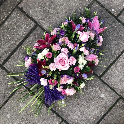 Pink and purple sheaf style spray