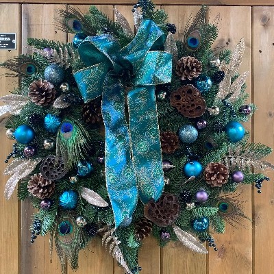 Peacock feather wreath