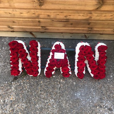 Rose, letter, word, Funeral, sympathy, wreath, tribute, flowers, florist, gravesend, Northfleet, Kent, london