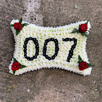 James, bond, 007, pillow, Funeral, sympathy, wreath, tribute, flowers, florist, gravesend, Northfleet, Kent, london