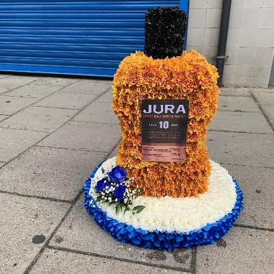 Jura, whiskey, bottle, Funeral, sympathy, wreath, tribute, flowers, florist, gravesend, Northfleet, Kent, london