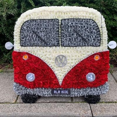 Campervan, camper, vw, transporter, split, screen, splitscreen, Funeral, sympathy, wreath, tribute, flowers, florist, gravesend, Northfleet, Kent, london