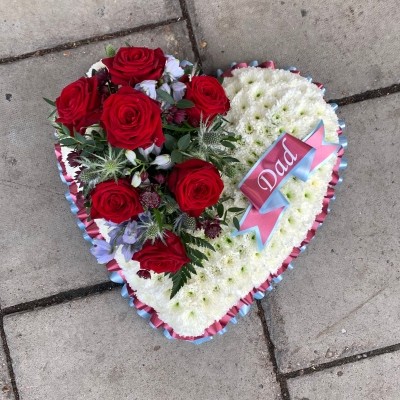 Claret, blue, heart, West Ham, hammers, Aston Villa, Funeral, sympathy, wreath, tribute, flowers, florist, gravesend, Northfleet, Kent, London