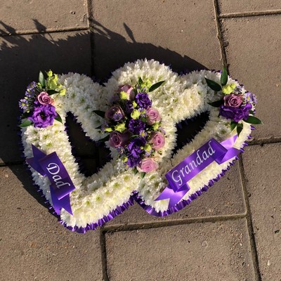 Entwined, hearts, Funeral, sympathy, wreath, tribute, flowers, florist, gravesend, Northfleet, Kent, London, Essex 