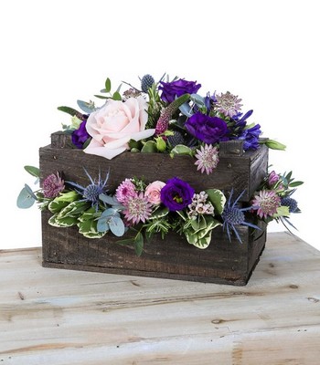 wooden crate flower arrangement www.thegravesendflorist.co.uk
