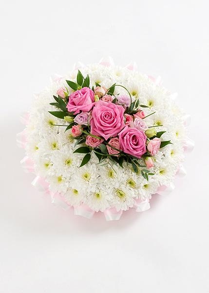 White & pink Based posy pad