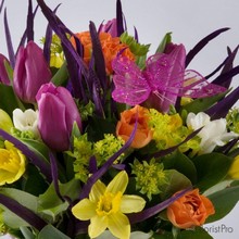 bright, vibrant, spring, handtie, bouquet, www.thegravesendflorist.co.uk