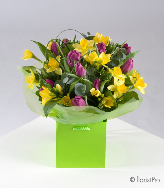 tulip, freesia, spring, handtie, bouquet, www.thegravesendflorist.co.uk