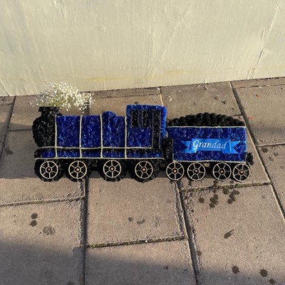 Blue, steam, train, Funeral, sympathy, wreath, tribute, flowers, florist, gravesend, Northfleet, Kent, London