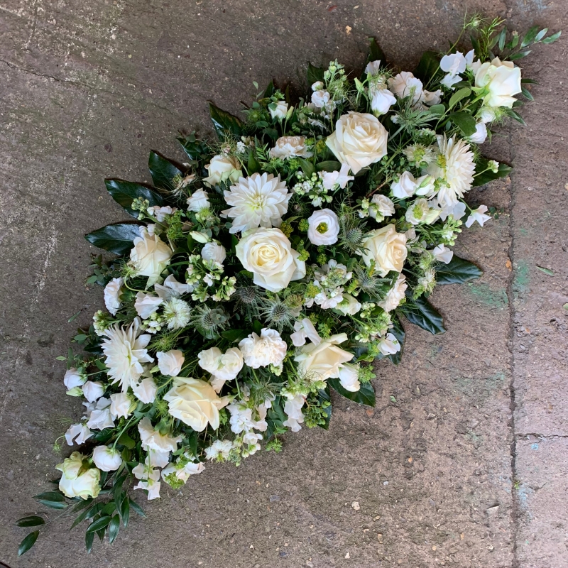 Dahlia, coffin, spray, display, Funeral, sympathy, wreath, tribute, flowers, florist, gravesend, Northfleet, Kent, London