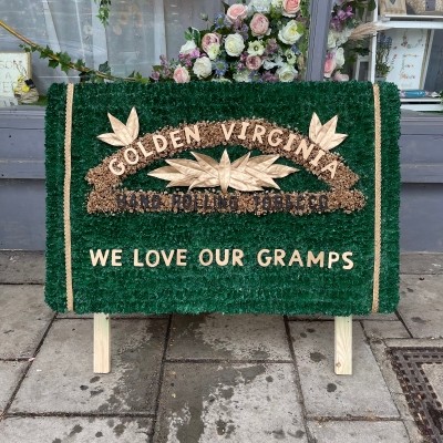 Golden, Virginia, tobacco, pouch, pipe, packet, traveller, gypsy, Funeral, sympathy, wreath, tribute, flowers, florist, gravesend, Northfleet, Kent, London