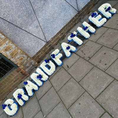 Grandfather, letters, word, Funeral, sympathy, wreath, tribute, flowers, florist, gravesend, Northfleet, Kent, London, Essex 