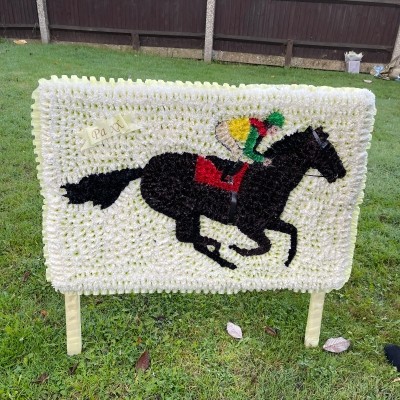 Race, horse, jockey, Funeral, sympathy, wreath, tribute, flowers, florist, gravesend, Northfleet, Kent, London, Essex 