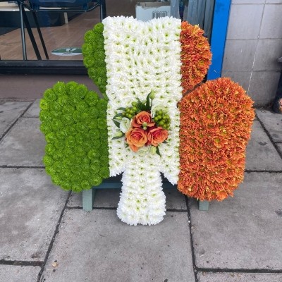 Irish, flag, shamrock, lucky, luck, green, white, orange, Funeral, sympathy, wreath, tribute, flowers, florist, gravesend, Northfleet, Kent, London